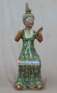 Chinese Classic Archaized Tang San Cai Statue-Making-up Tang Dynasty lady