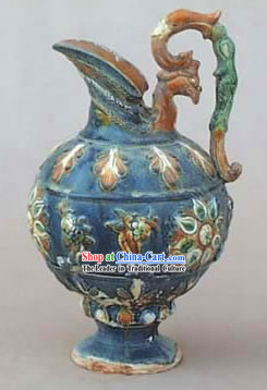 Chinese Classic Archaized Tang San Cai Statue-Phoenix Queen Kettle