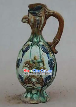 Chinese Palace Archaized Tang San Cai Statue-Phoenix Head Kettle
