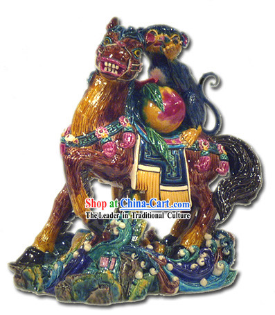 Chinese Cochin Ceramics-Monkey Riding on Horse_means being promoted by the boss_