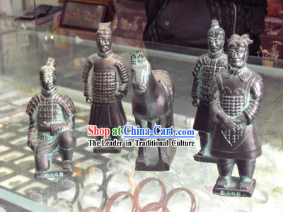 China Terra Cotta Warrior Pottery Set_5 Statues_
