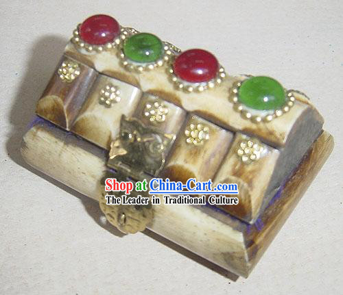 Tibet Yak Bone Precious Stone Jewelry Box