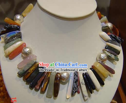 Gorgeous Chinese Precious Stones Necklace