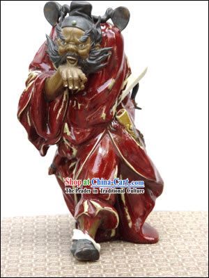 Hand Made Shi Wan Artistic Ceramics Statue-Zhong Kui Catching Ghost