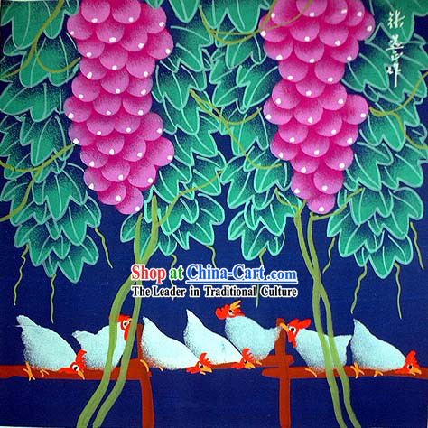 Shan Xi Folk Farmer Painting-Under The Grape Stand