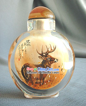 Snuff Bottles With Inside Painting Chinese Animal Series-Beautiful Deer