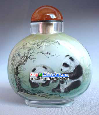 Snuff Bottles With Inside Painting Chinese Animal Series-Panda Friends