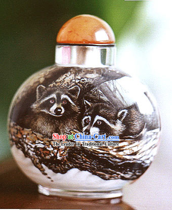 Snuff Bottles With Inside Painting Chinese Animal Series-Palm Civet