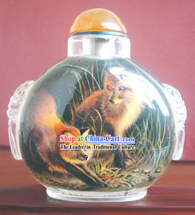 Snuff Bottles With Inside Painting Chinese Animal Series-Fox Lovers