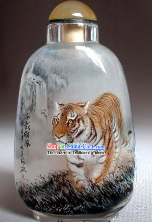 Snuff Bottles With Inside Painting Chinese Animal Series-Walking Tiger
