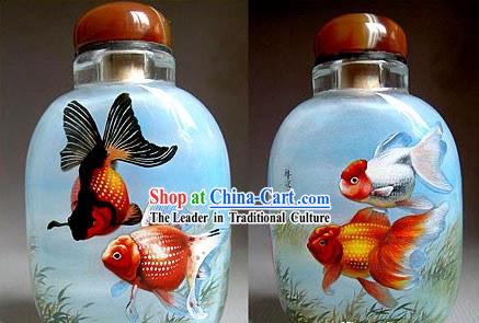 Snuff Bottles With Inside Painting Fishes Series-Golden Fishes