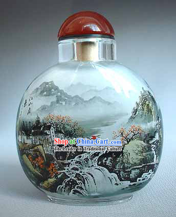 Snuff Bottles With Inside Painting Landscape Series-Chinese Village