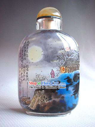 Snuff Bottles With Inside Painting Landscape Series-Full Moon Night