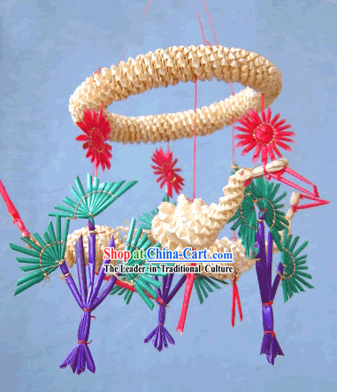 China Hand Made Wheat Stalk Windbell-Cranes Bless Healthy
