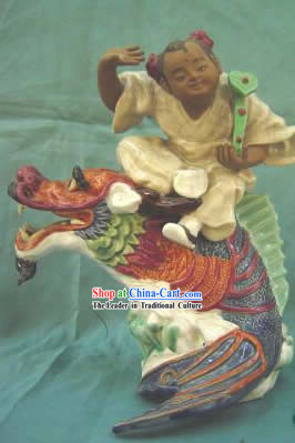 Chinese Porcelain Figurine_Statue from Shi Wan-Flying on Dragon