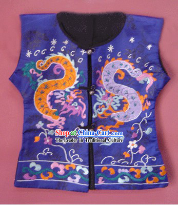 Stunning Miao Tribe Silk Thread Hand Embroidery Dragon Jacket for Child