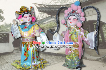 Handmade Peking Silk Figurine Doll - Lv Bu and Diao Chan