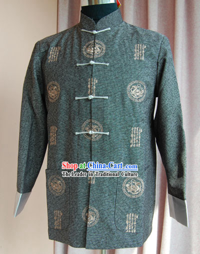 Chinese Classical Hand Embroidered Deep Green Dragon Blouse