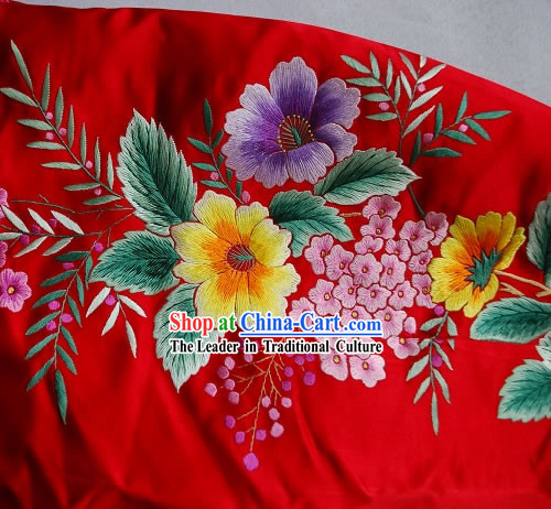 Supreme Chinese Traditional Hand Embroidered Grape Tree Long Cheongsam _Qipao_