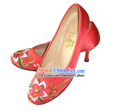 Chinese Classical Handmade and Embroidered High Heel Wedding Shoes _lily_