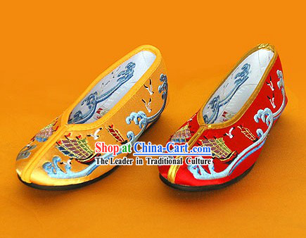 Chinese Classic Handmade Embroidered Shoes for Children - Sea World