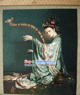 Supreme Chinese All Hand Embroidery Handicraft - Harp Fairy