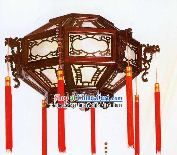 Chinese Hand Made Plain Sheepskin Wooden Ceiling Lantern