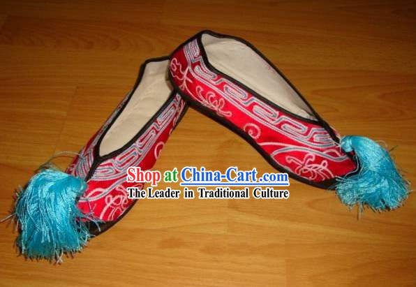 Beijing Opera Red Silk Shoes
