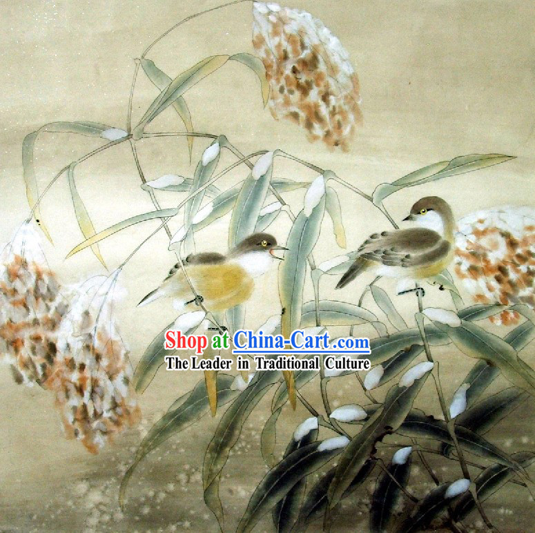 Traditional Chinese Painting - Double Birds Painting by Qin Shaoping