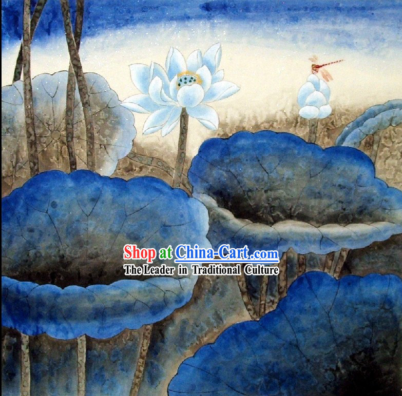Traditional Chinese Lotus Painting by Qin Shaoping