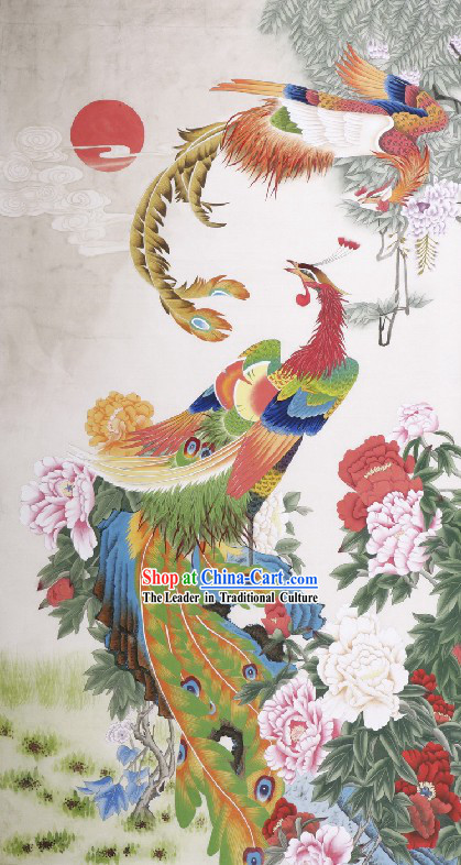 Traditional Chinese Phoenix Paintings _ Phoenix Peony Painting