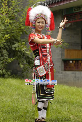 China Gaoshan Minority Dress and Hat Complete Set
