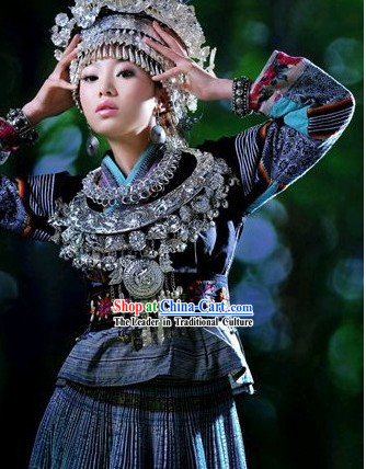 Traditional Miao Clothing and Crown Complete Set