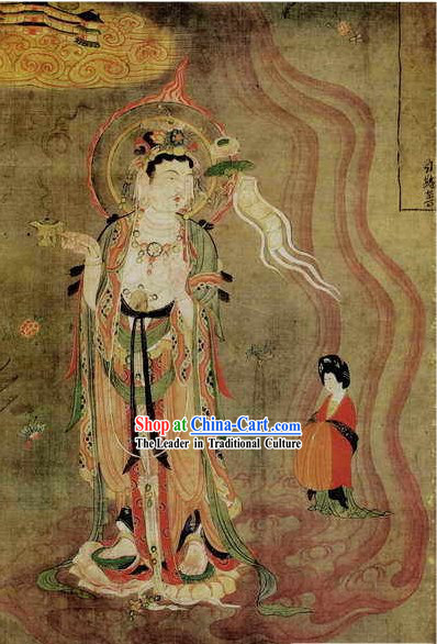 Chinese Film and Stage Performance and Photo Studio Traditional Painting Prop - Guan Yin Portrait
