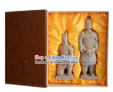 Chinese Xian Terra-cotta Figures Two Statues Set