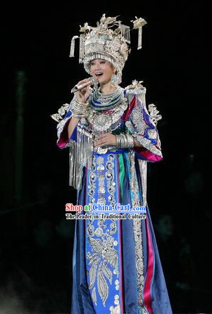 China Miao Minority Costumes and Hat Complete Set