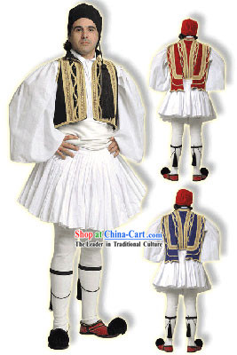 Euzonas Tsolias Black Male Traditional Greek Dance Costume