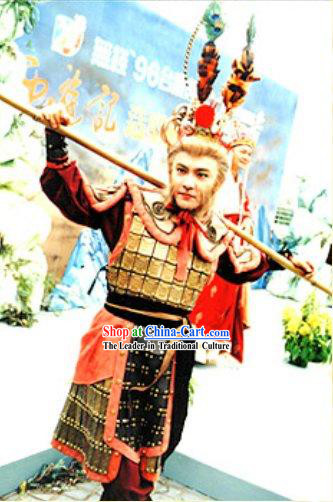 Chinese Traditional Sun Wukong _Monkey King of Journey to the West_ Costumes and Hat Complete Set
