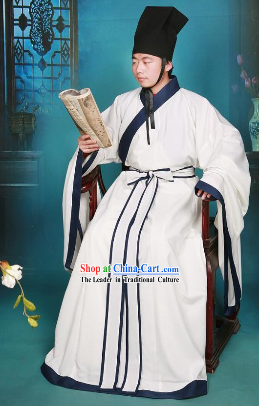 Eastern Zhou Dynasty Spring and Autumn Chinese Wise Men Confucius Kong Zi Costumes Complete Set