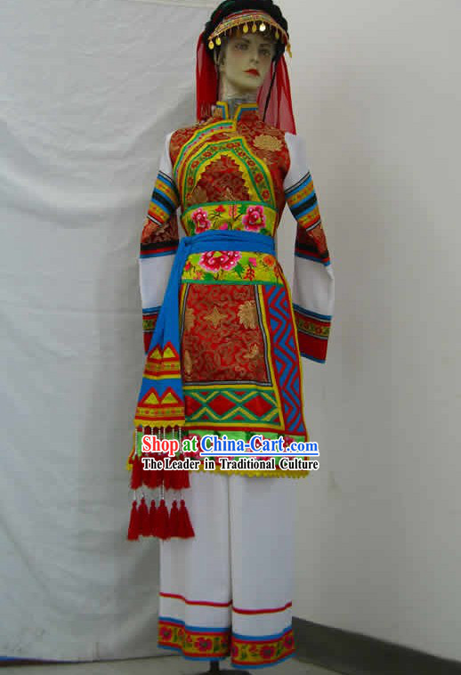 Chinese Classical Minority Ethnic Dance Costume Complete Set
