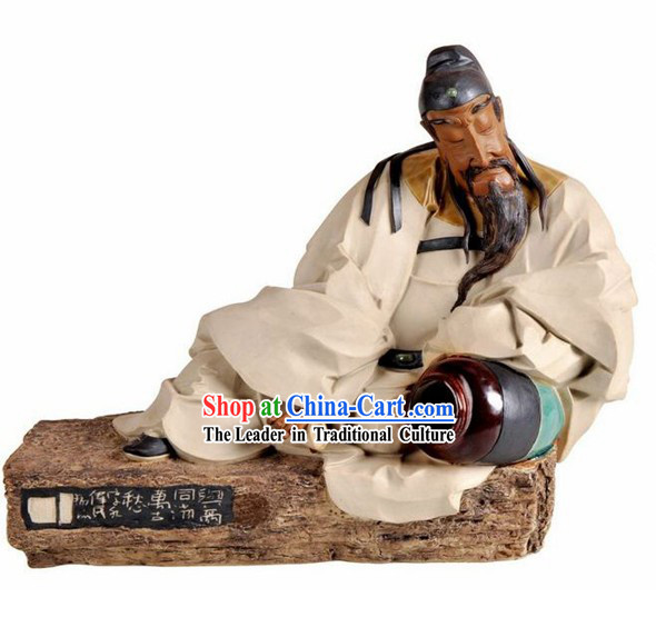 Chinese Classical Shiwan Ceramic Statue Collection - Poet Li Bai Drinking