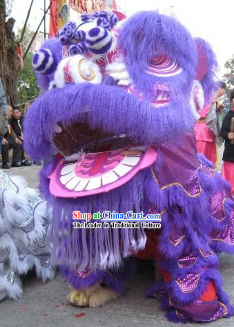 Supreme Happy Restaurant and Hotel Opening Purple Lion Dance Costumes Complete Set