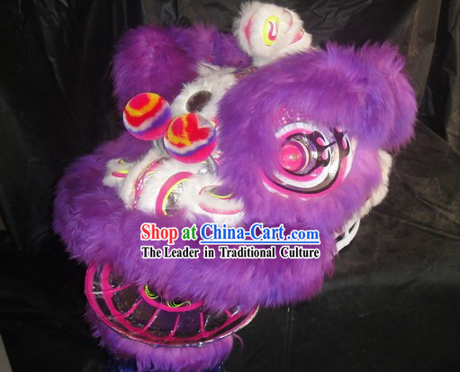 Top Purple Sheep Fur Lion Dance Mask Body Pants Claws Complete Set