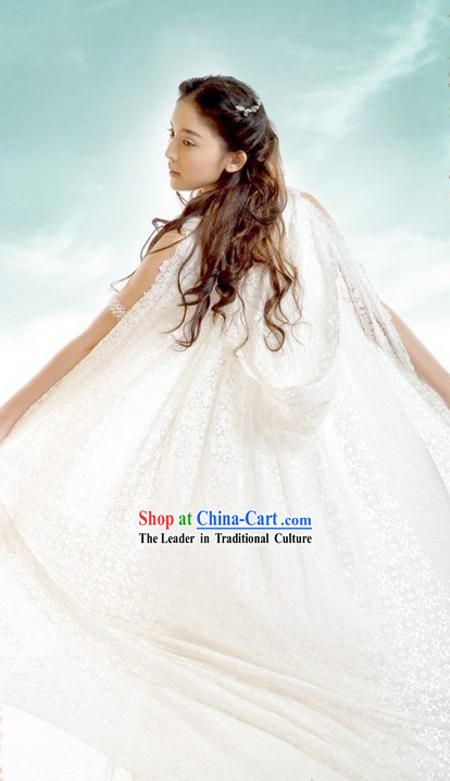 Ancient Fairy Romantic Wedding Dress with Long Trail