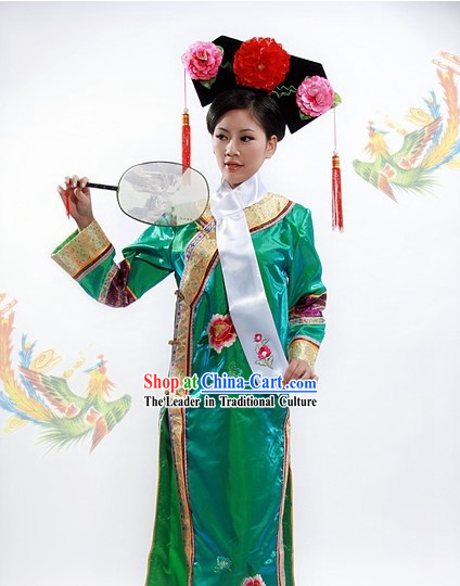 Qing Dynasty Princess Outfit and Manchu Hat
