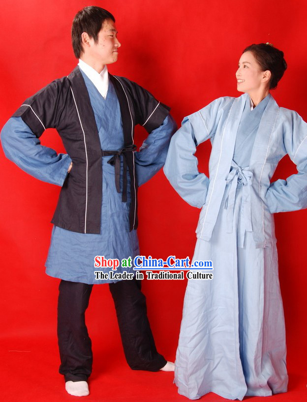 Ancient Chinese Farmer Clothing 2 Sets for Men and Women