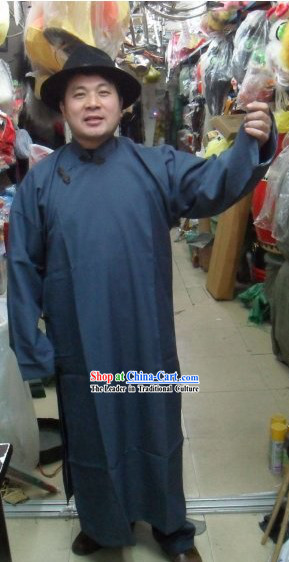 Chinese Minguo Time Long Robe and Hat for Men