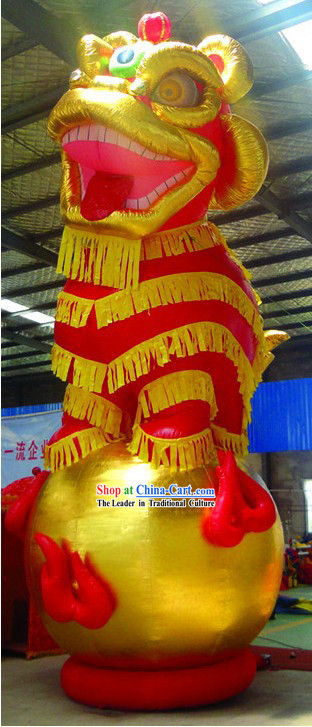 3 Meters High Opening and Celebration Large Inflatable Golden Lion Playing Ball for Display