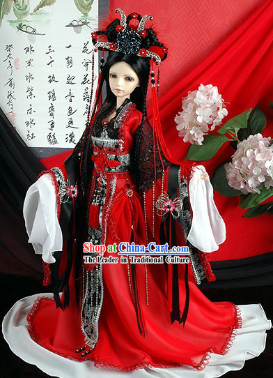 Chinese Ancient Lucky Red Palace Costumes Complete Set