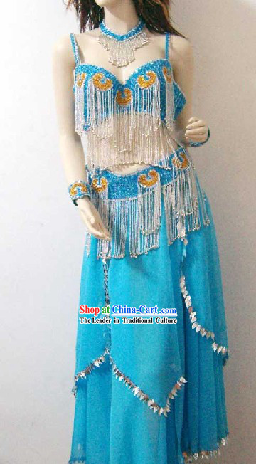 Supreme Blue Belly Dance Costume Complete Set for Women